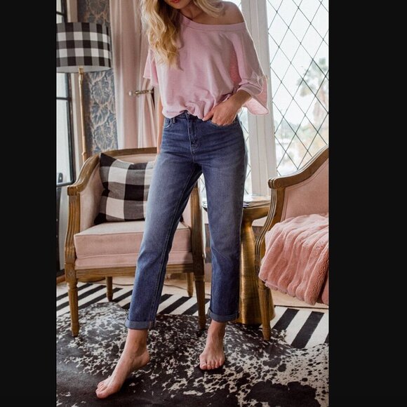 VERVET BY FLYING MONKEY Denim - Vervet HIGH RISE CUFFED HEM STRETCH BOYFRIEND JEANS Size 29